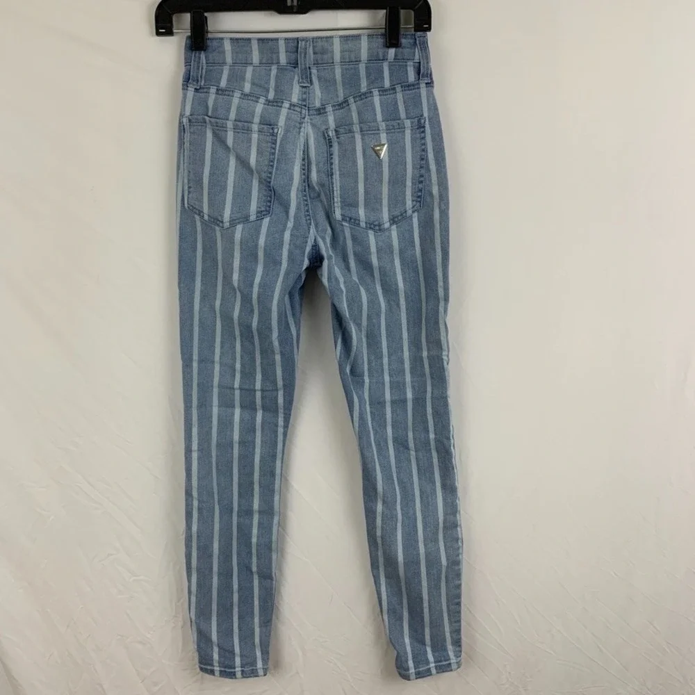 Guess Womens Jeans Striped High Rise Button Fly Skinny 24 Y2K - Picture 7 of 10